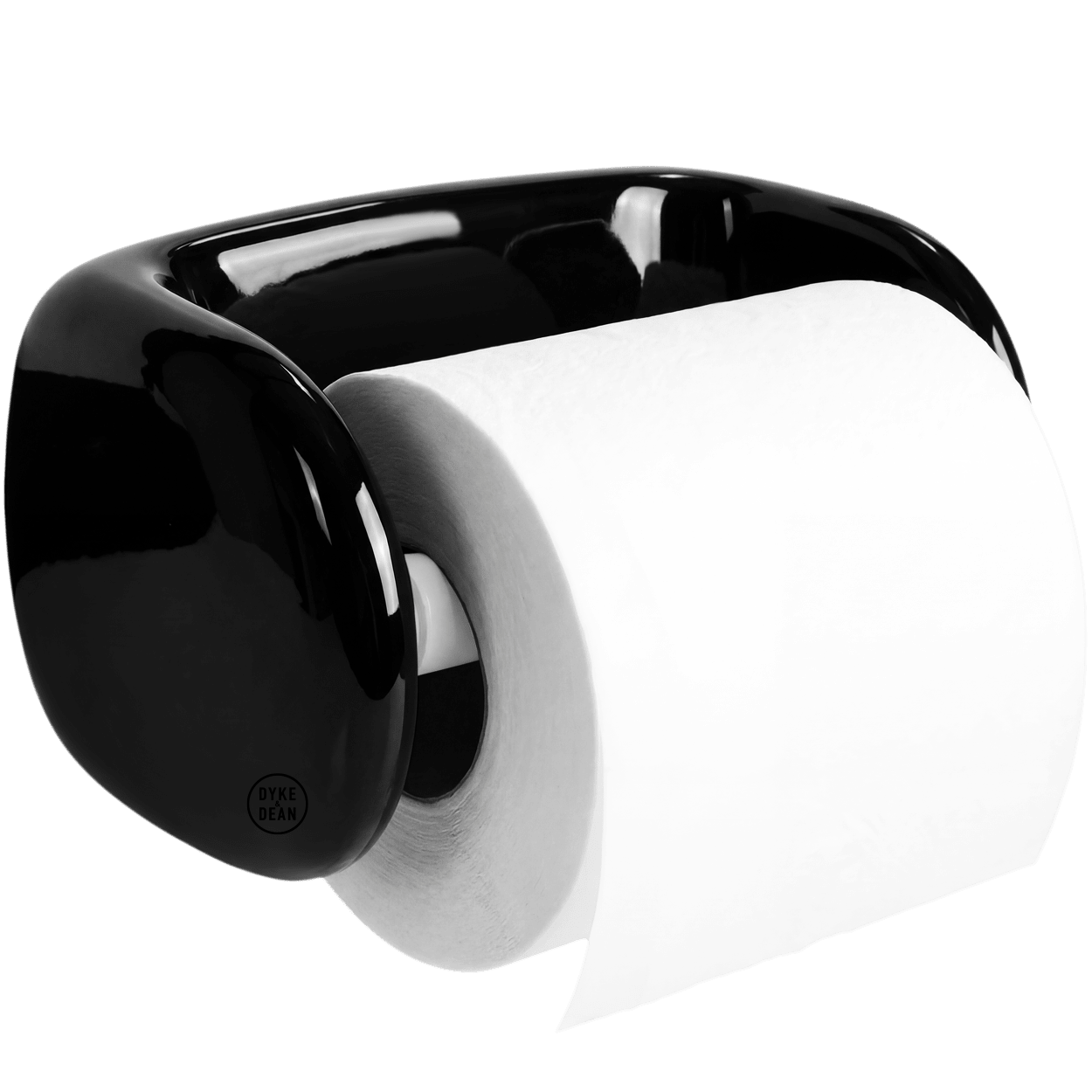 BLACK PORCELAIN TOILET PAPER HOLDER - DYKE & DEAN