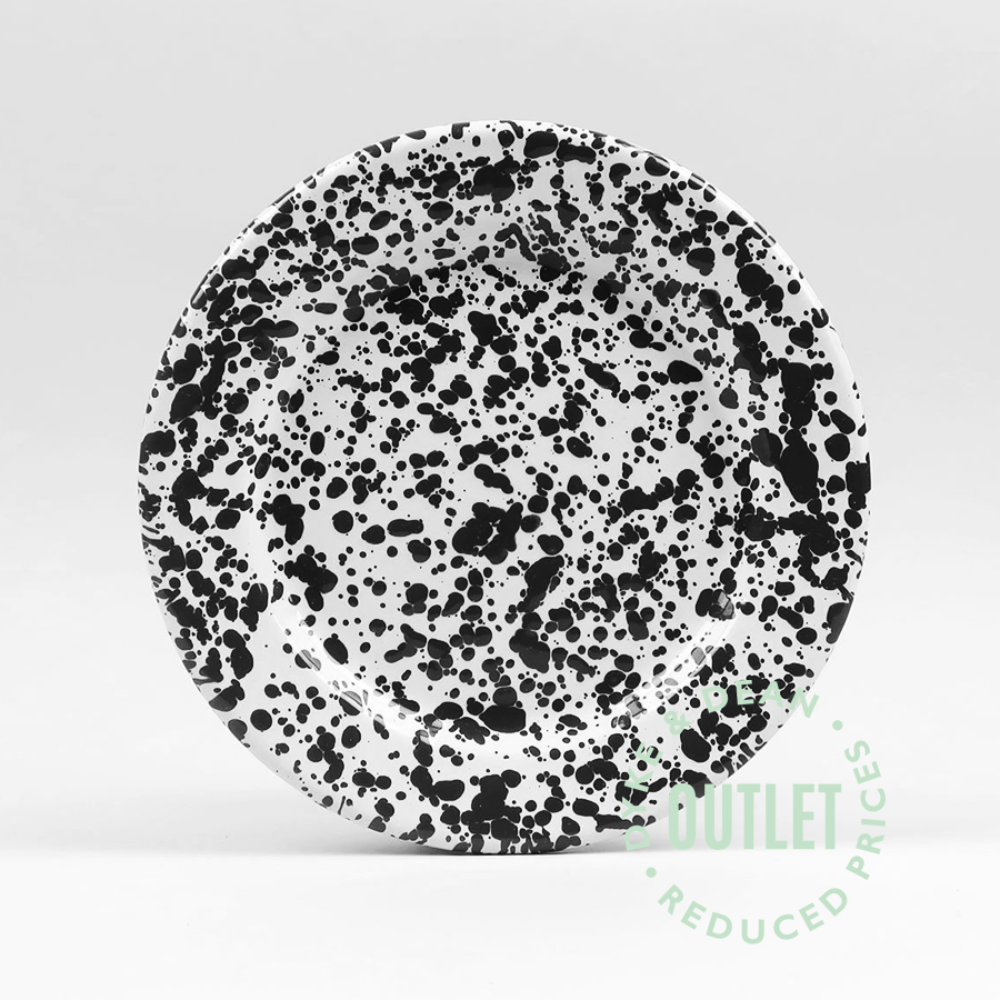 BLACK & WHITE SPLATTERWARE ENAMEL PLATE OUTLET - DYKE & DEAN