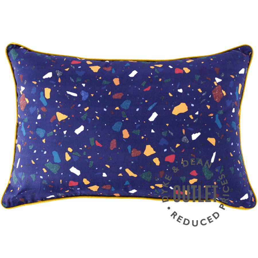BLUE & MULTI COLOUR TERRAZZO LONG CUSHION OUTLET - DYKE & DEAN