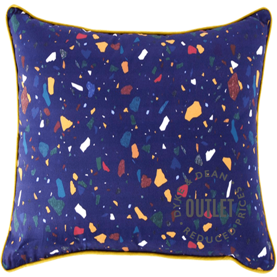 BLUE & MULTI COLOUR TERRAZZO SQUARE CUSHION OUTLET - DYKE & DEAN
