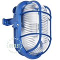 BLUE PLASTIC OVAL BULKHEAD LAMP OUTLET - DYKE & DEAN