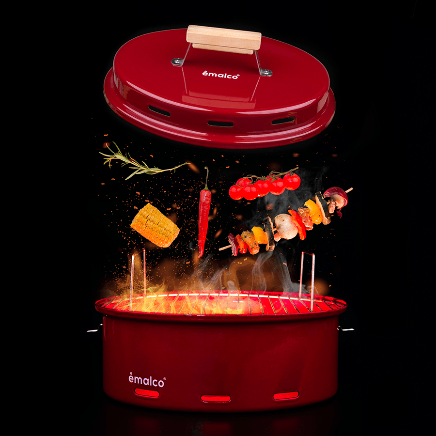 BLUE SPECKLED ENAMEL BARBEQUE - DYKE & DEAN