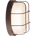 BROWN CAGED INDUSTRIAL ROUND WALL & CEILING BULKHEAD LIGHT - DYKE & DEAN