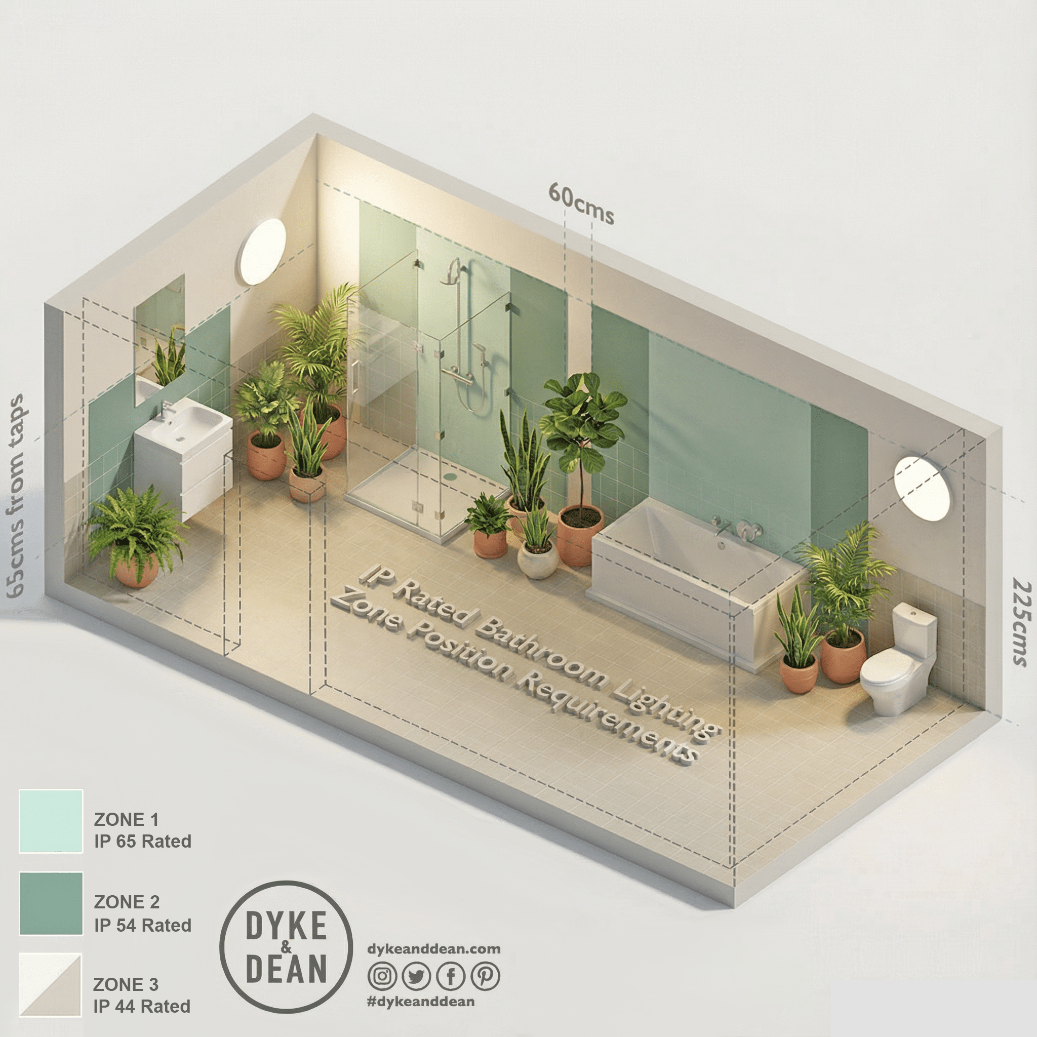 BROWN CLEAR PORCELAIN WATERPROOF SAUNA WALL LIGHT - DYKE & DEAN