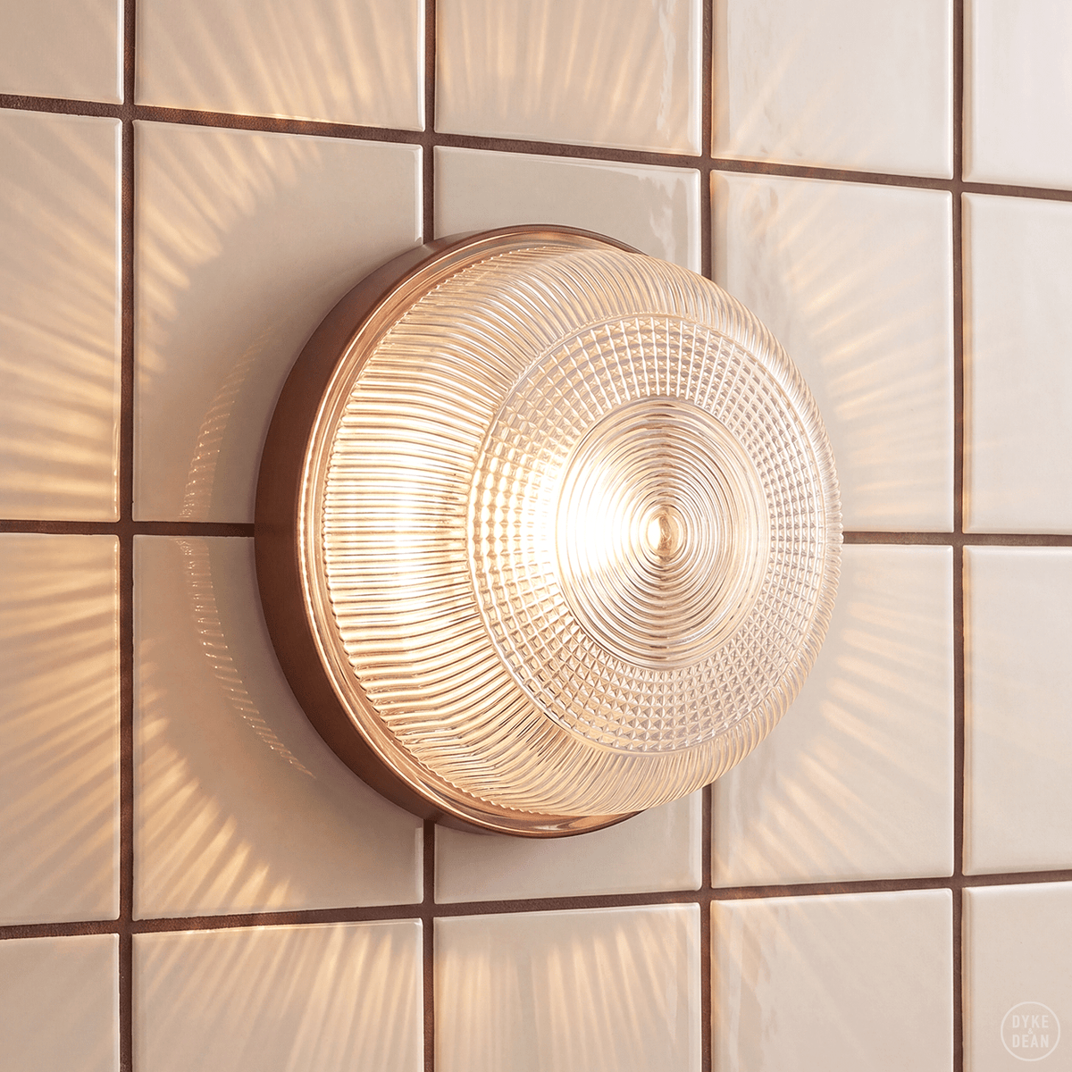 BROWN INDUSTRIAL ROUND WALL & CEILING BULKHEAD LIGHT - DYKE & DEAN