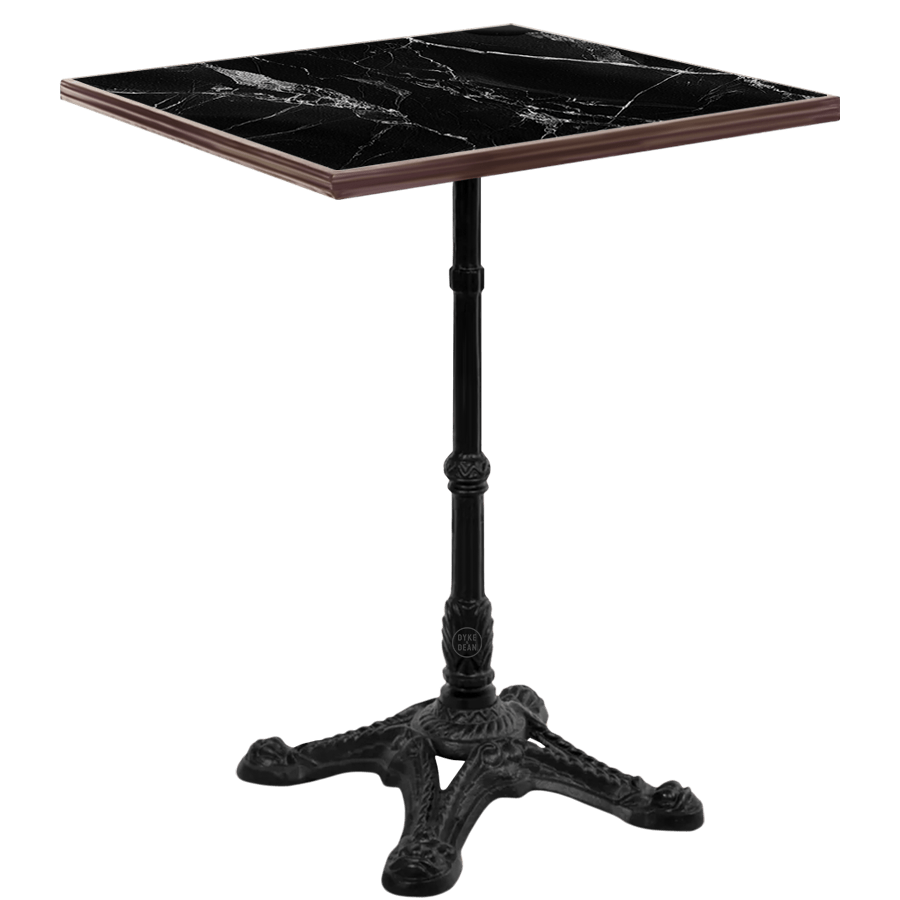 CARRARA BLACK CERAMIC FRENCH BISTRO SQUARE TABLE 20” - DYKE & DEAN