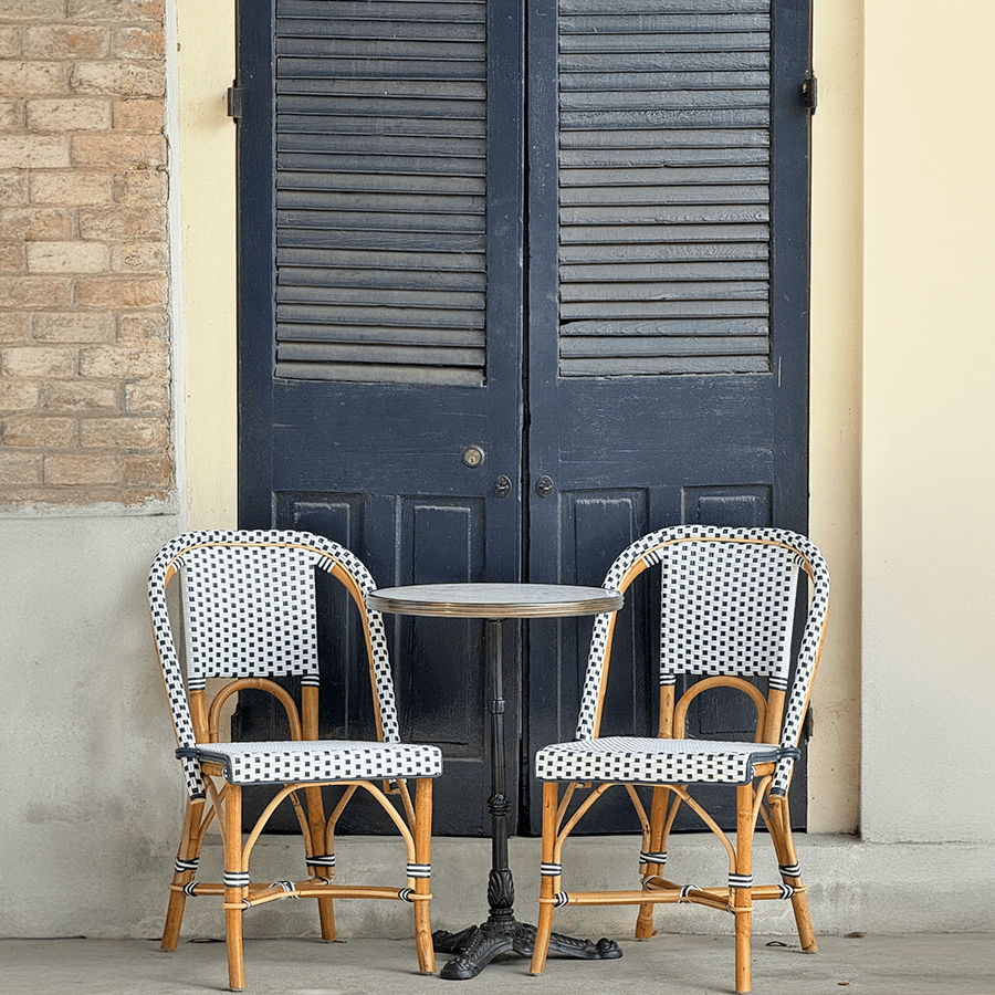 CARRARA BLACK GRANITE FRENCH BISTRO TABLE 24” - DYKE & DEAN