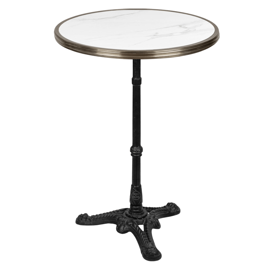 CARRARA WHITE CERAMIC FRENCH BISTRO TABLE 20” - DYKE & DEAN