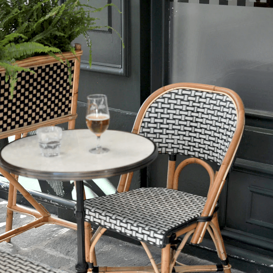 CARRARA WHITE MARBLE FRENCH BISTRO BAR TABLE 24” - DYKE & DEAN