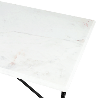 CARRARA WHITE MARBLE FRENCH BISTRO RECTANGLE TABLE 24” X 20” - DYKE & DEAN
