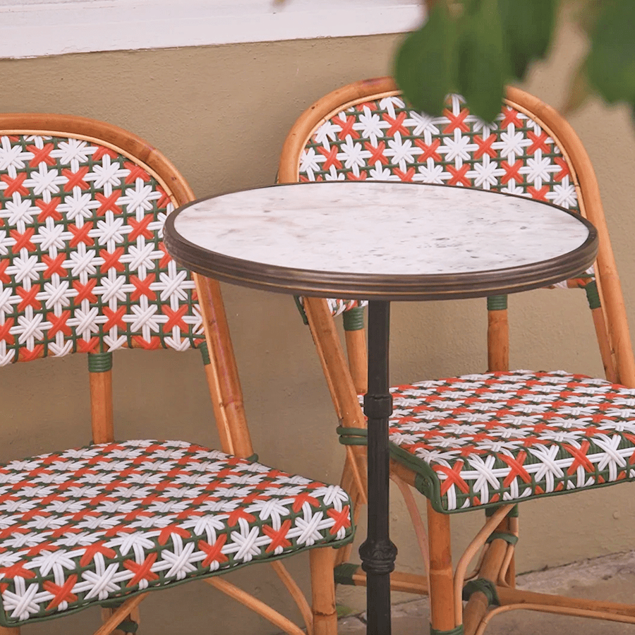 CARRARA WHITE MARBLE FRENCH BISTRO TABLE 28” - DYKE & DEAN