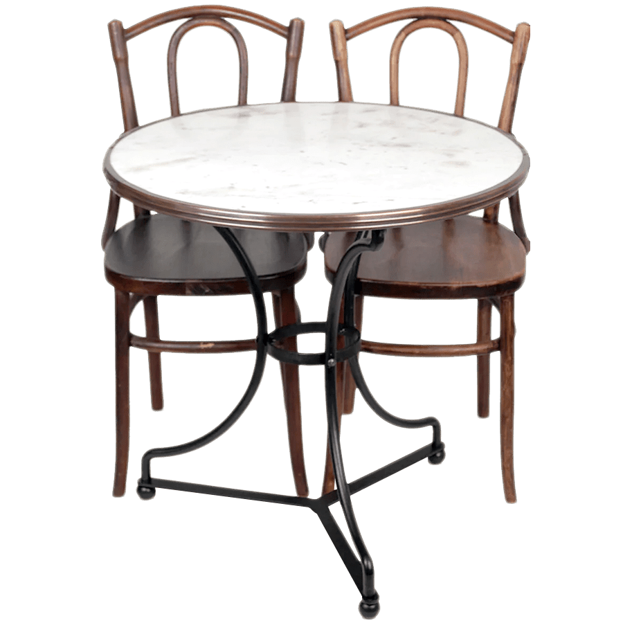 CARRARA WHITE MARBLE FRENCH BISTRO TABLE 28” WITH THREE LEG BASE - DYKE & DEAN