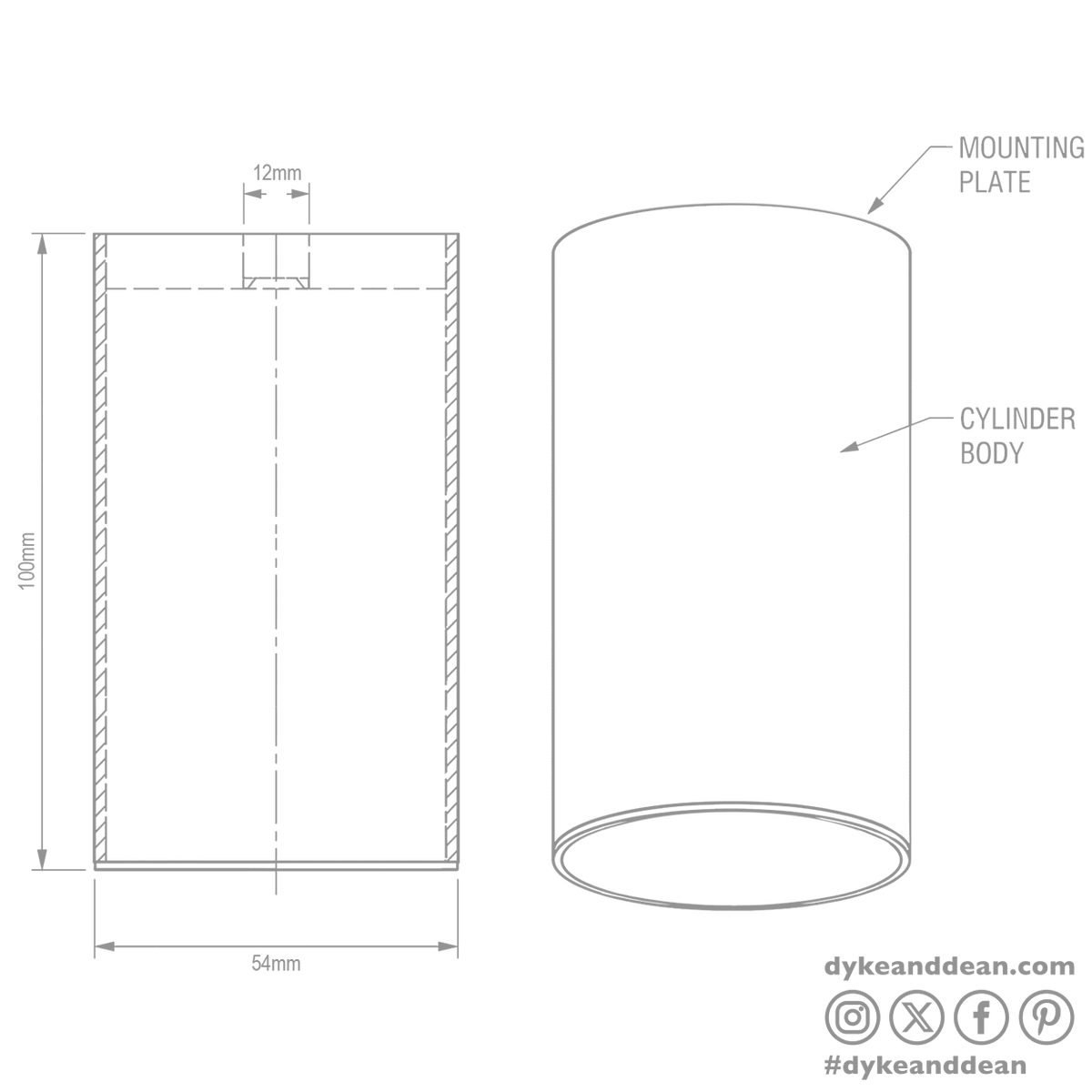 Ceiling cylinder spot lamp brass