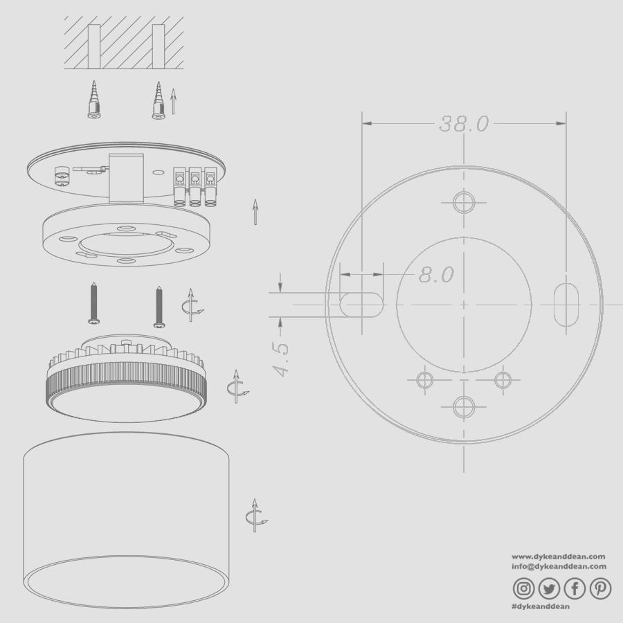 CEILING PUCK LIGHT BLACK - DYKE & DEAN