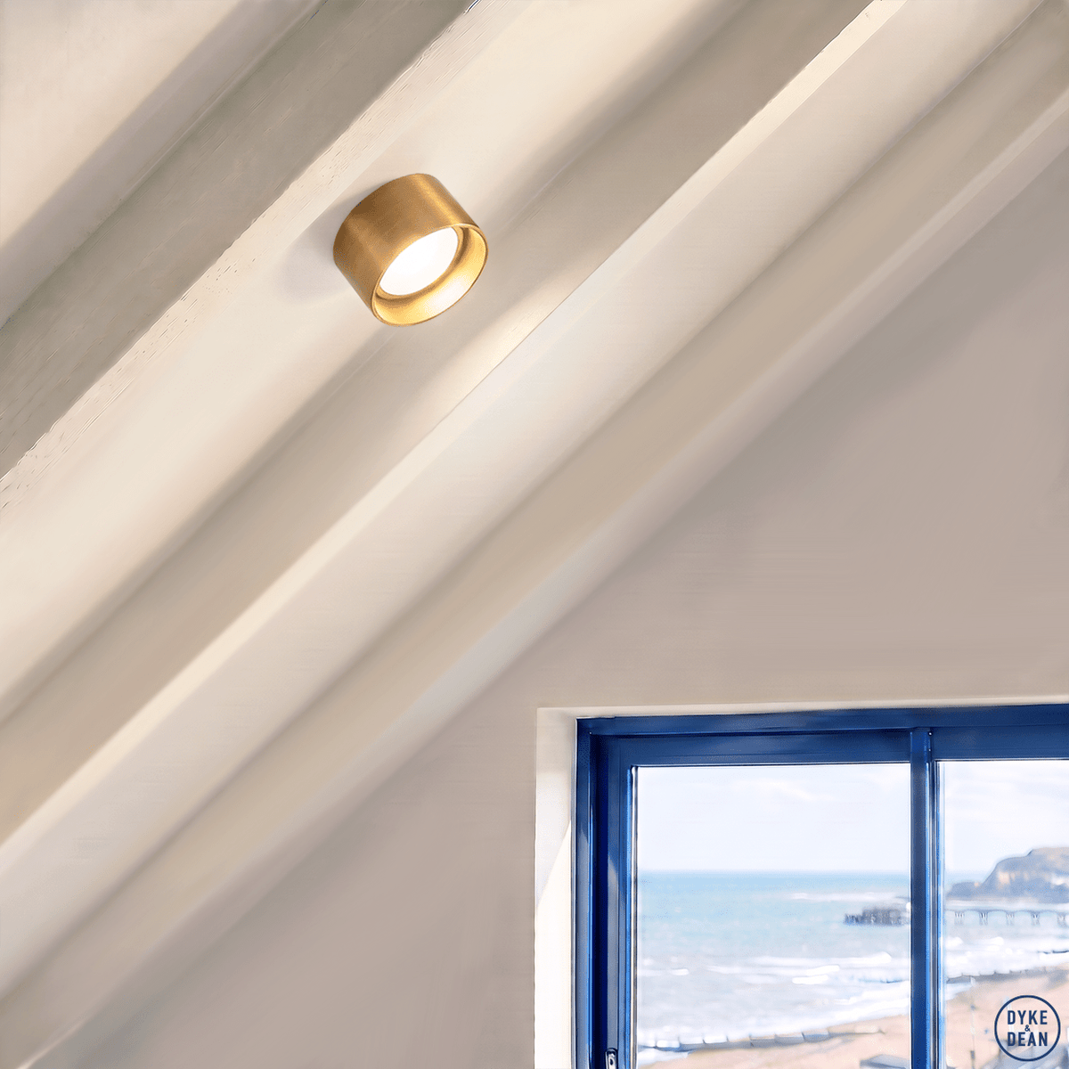 Ceiling puck light brass