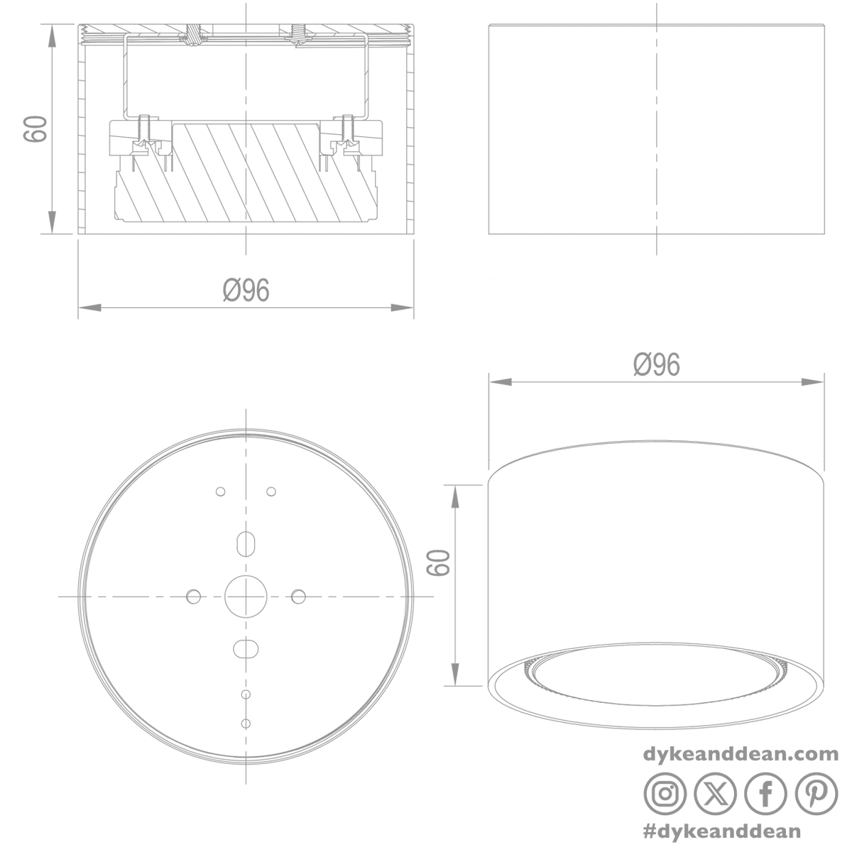 Ceiling puck light gun metal