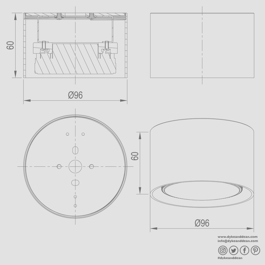 CEILING PUCK LIGHT WHITE - DYKE & DEAN