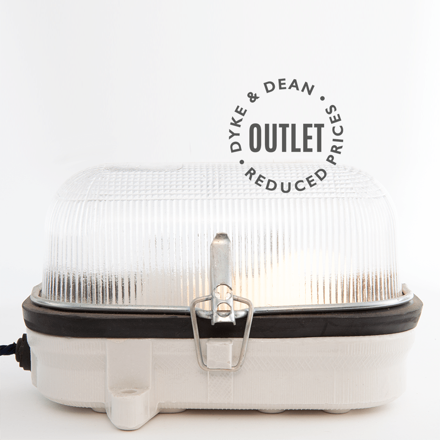 CERAMIC VINTAGE BULKHEAD LIGHT OUTLET - DYKE & DEAN