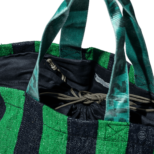COTTON RUG BAG GREEN NAVY - DYKE & DEAN