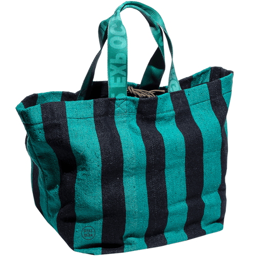 COTTON RUG BAG TURQUOISE NAVY - DYKE & DEAN