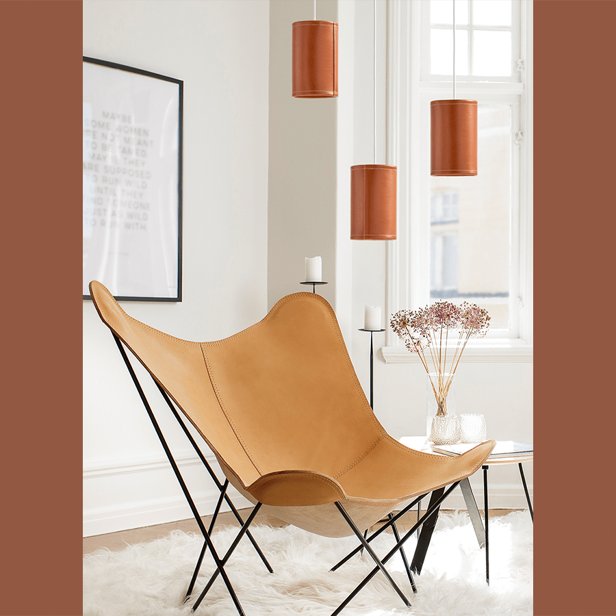 CUERO CYLINDER LEATHER PENDANT LIGHT CHOCOLATE - DYKE & DEAN