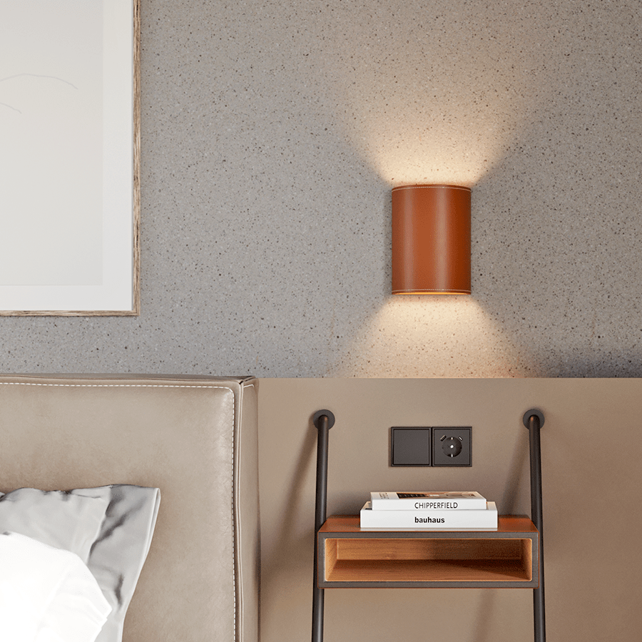 CUERO LEATHER E27 WALL LIGHT LARGE CRUDE NATURE - DYKE & DEAN