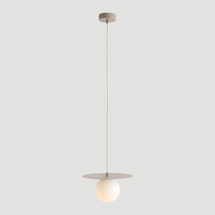 DISC GLOBE HANGING PENDANT LIGHT BEIGE SMALL - DYKE & DEAN