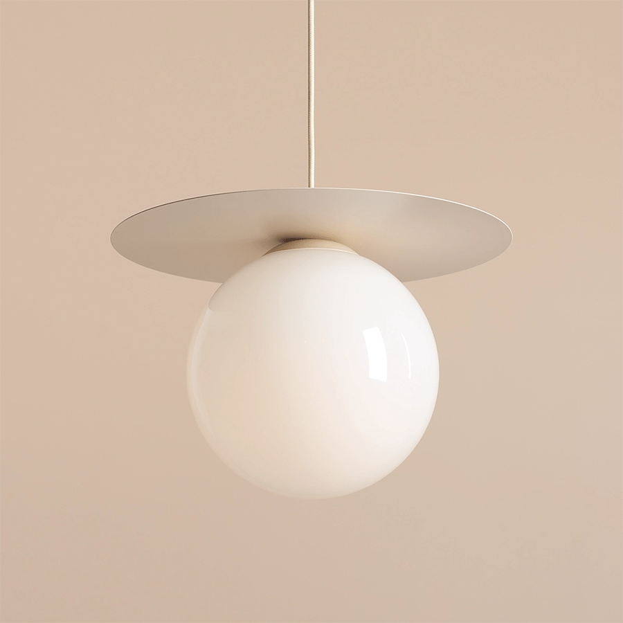 DISC GLOBE HANGING PENDANT LIGHT CREAM LARGE - DYKE & DEAN