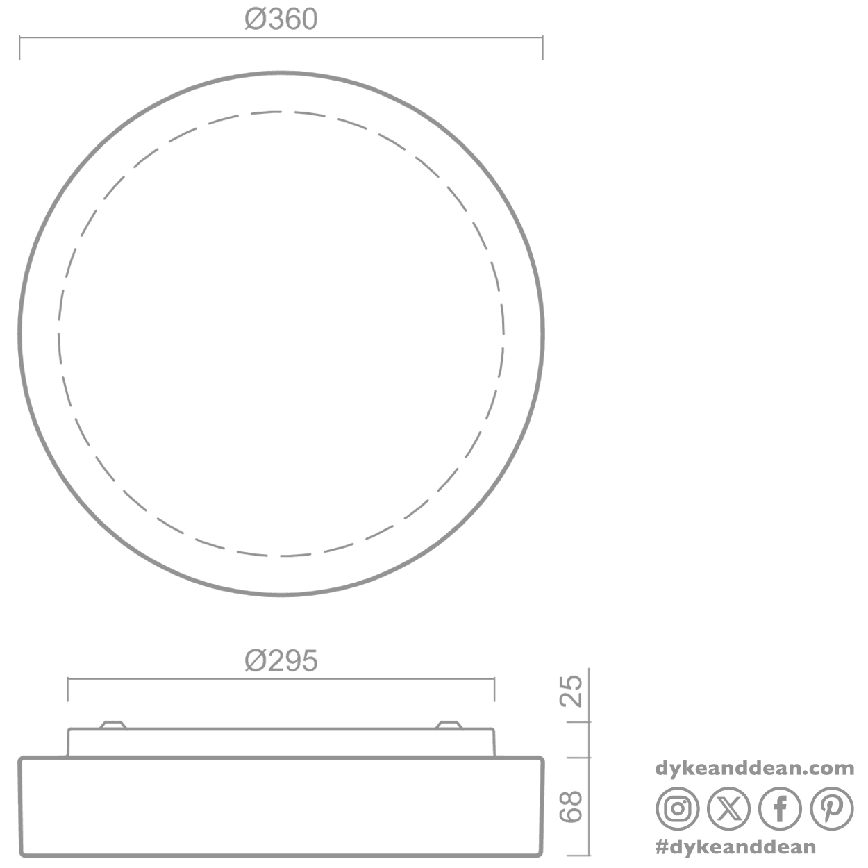 DISC WALL & CEILING LIGHT 360mm - DYKE & DEAN