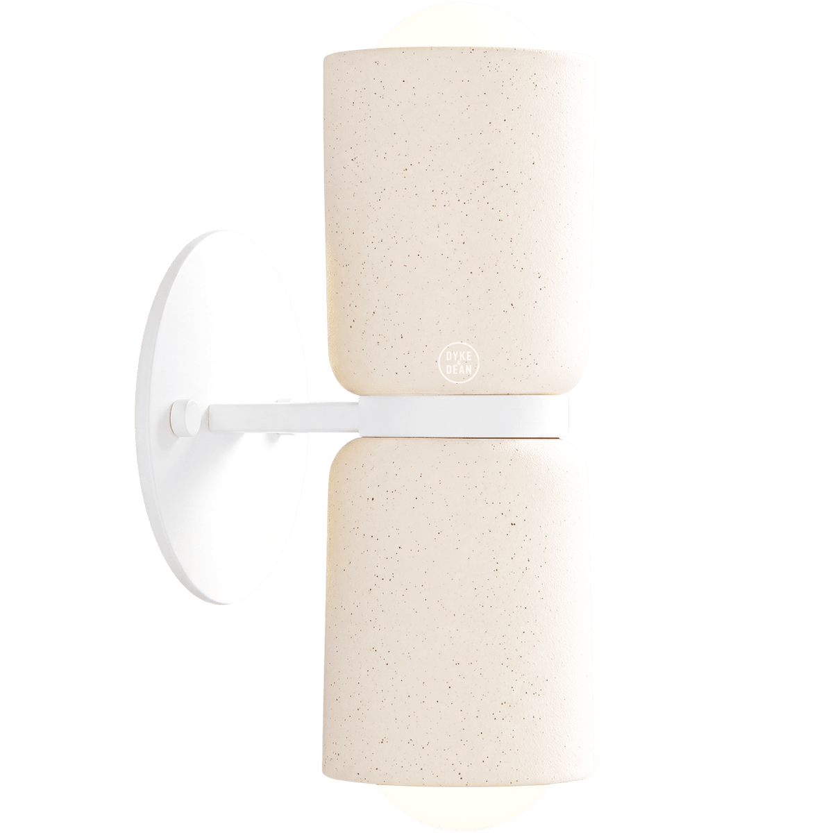 DOUBLE CERAMIC UP DOWN LIGHT WITH WHITE WALL PLATE - DYKE & DEAN