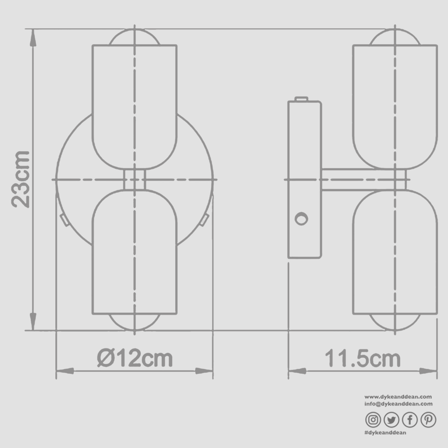 DOUBLE SCONCE LIGHT BLACK RED - DYKE & DEAN