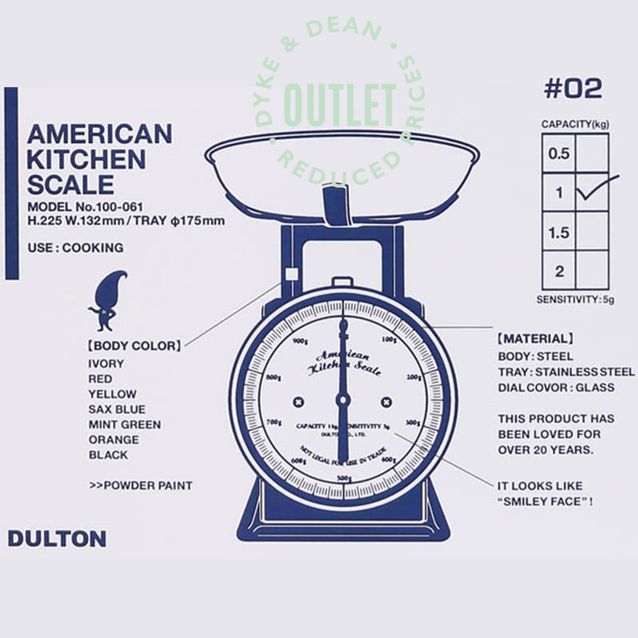 DULTON YELLOW AMERICAN KITCHEN SCALES OUTLET - DYKE & DEAN