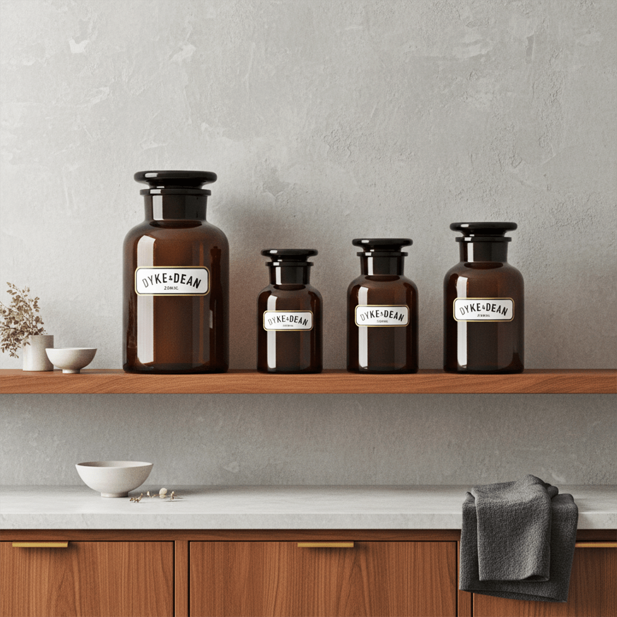 DYKE & DEAN APOTHECARY JAR BROWN GLASS 250ML - DYKE & DEAN