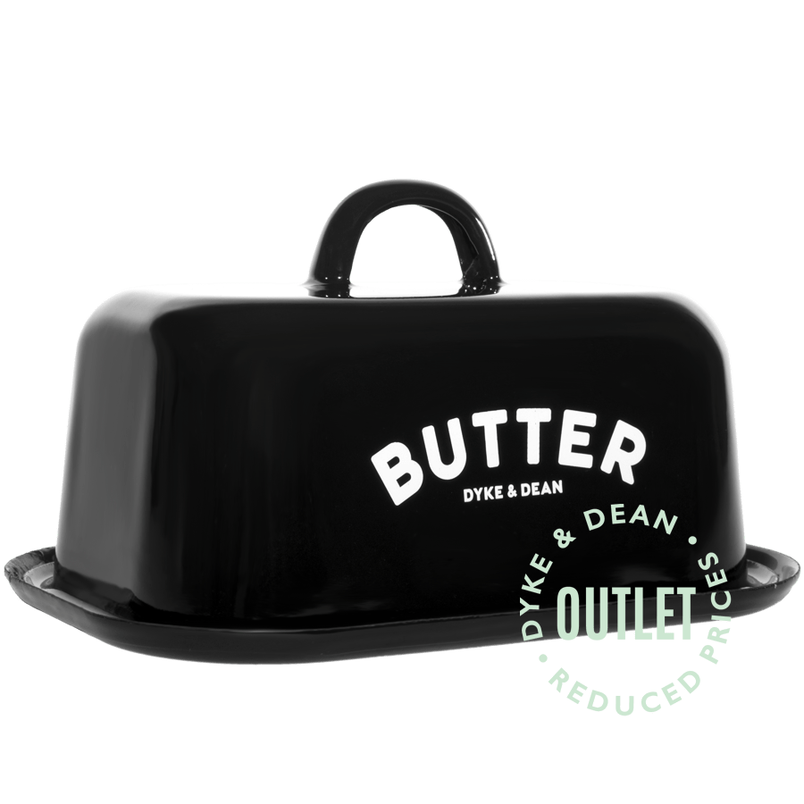 DYKE & DEAN BLACK ENAMEL BUTTER DISH OUTLET - DYKE & DEAN