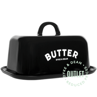 DYKE & DEAN BLACK ENAMEL BUTTER DISH OUTLET - DYKE & DEAN