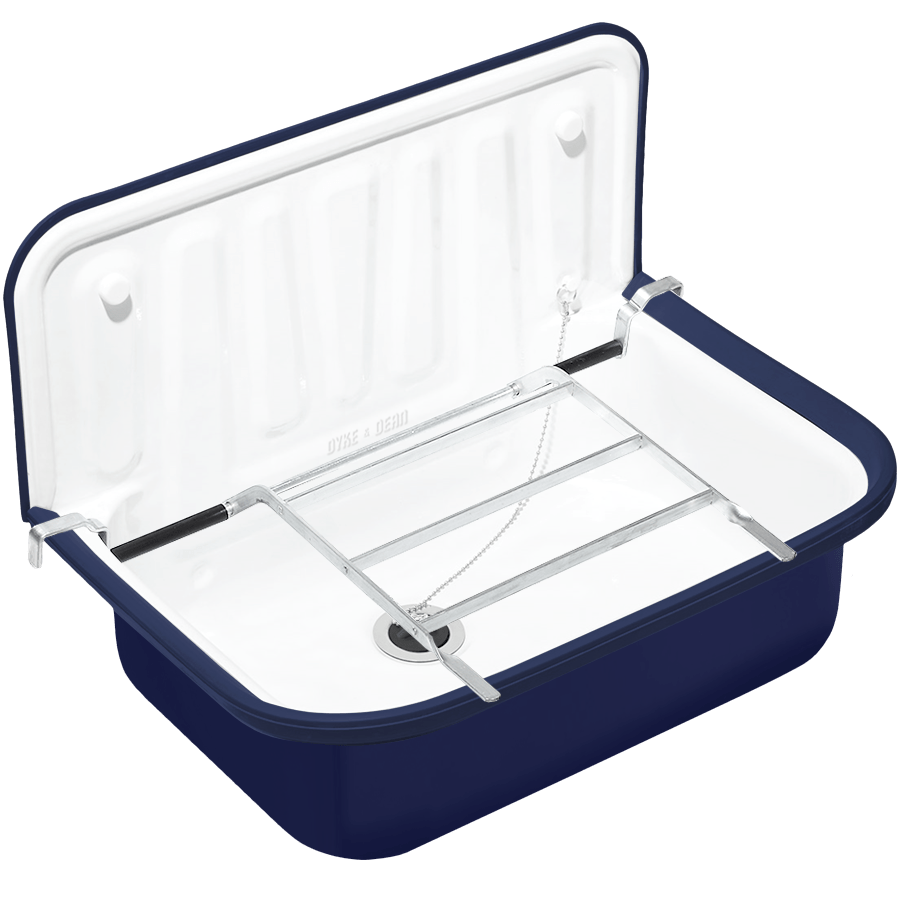 DYKE & DEAN BLUE ENAMEL BUCKET SINK BLACK RIM - DYKE & DEAN