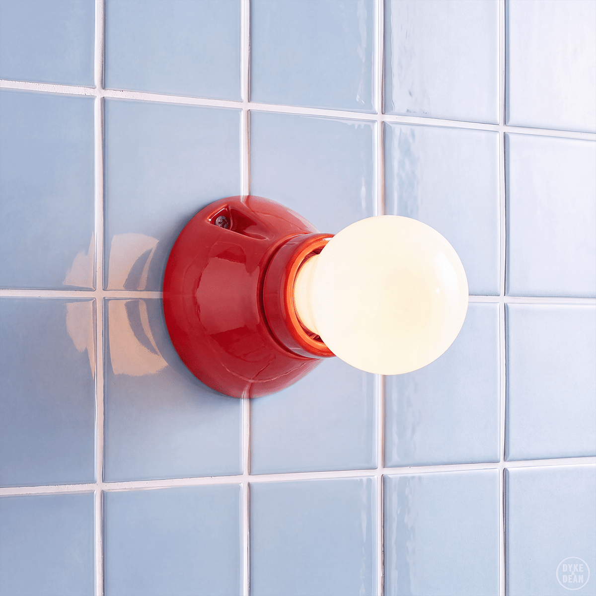 DYKE & DEAN FIXED SOCKET RED CERAMIC LAMP - DYKE & DEAN