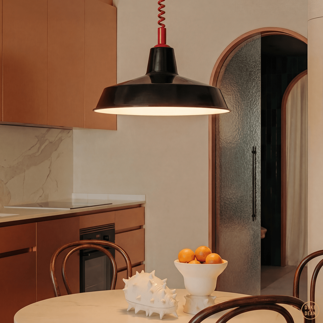DYKE & DEAN PENDANT LAMPSHADE BLACK WITH RETRACTABLE SPRING - DYKE & DEAN
