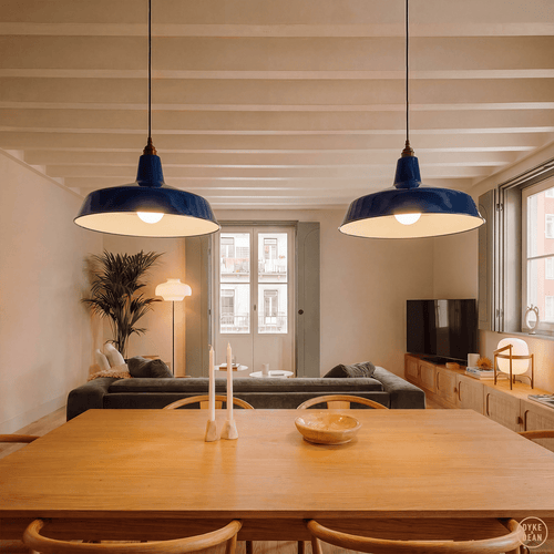 DYKE & DEAN PENDANT LAMPSHADE BLUE WITH BULB HOLDER - DYKE & DEAN