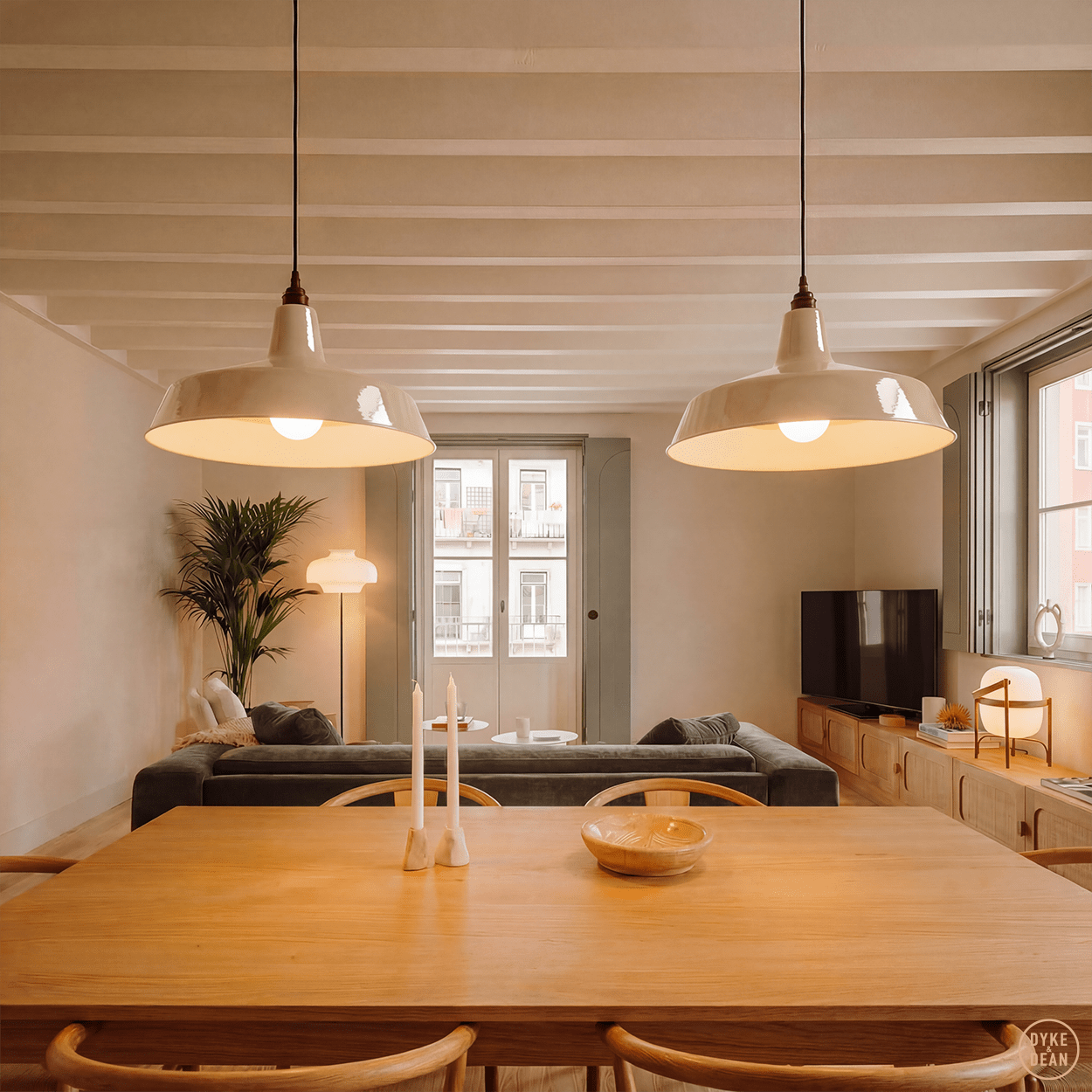 DYKE & DEAN PENDANT LAMPSHADE CREAM - DYKE & DEAN