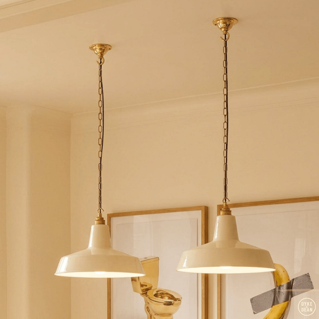 DYKE & DEAN PENDANT LAMPSHADE CREAM WITH HOOK & CHAIN SET - DYKE & DEAN
