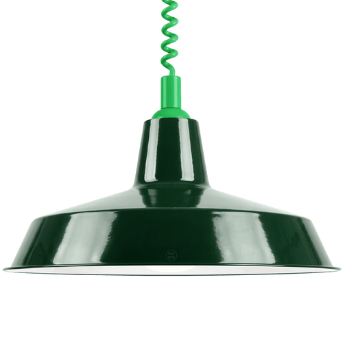 DYKE & DEAN PENDANT LAMPSHADE GREEN WITH RETRACTABLE SPRING - DYKE & DEAN