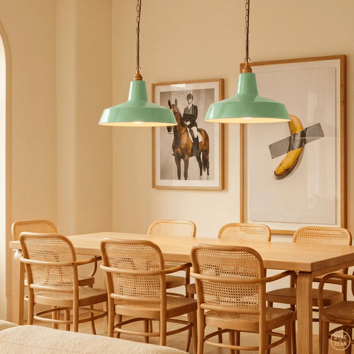 DYKE & DEAN PENDANT LAMPSHADE MINT GREEN WITH HOOK & CHAIN SET - DYKE & DEAN