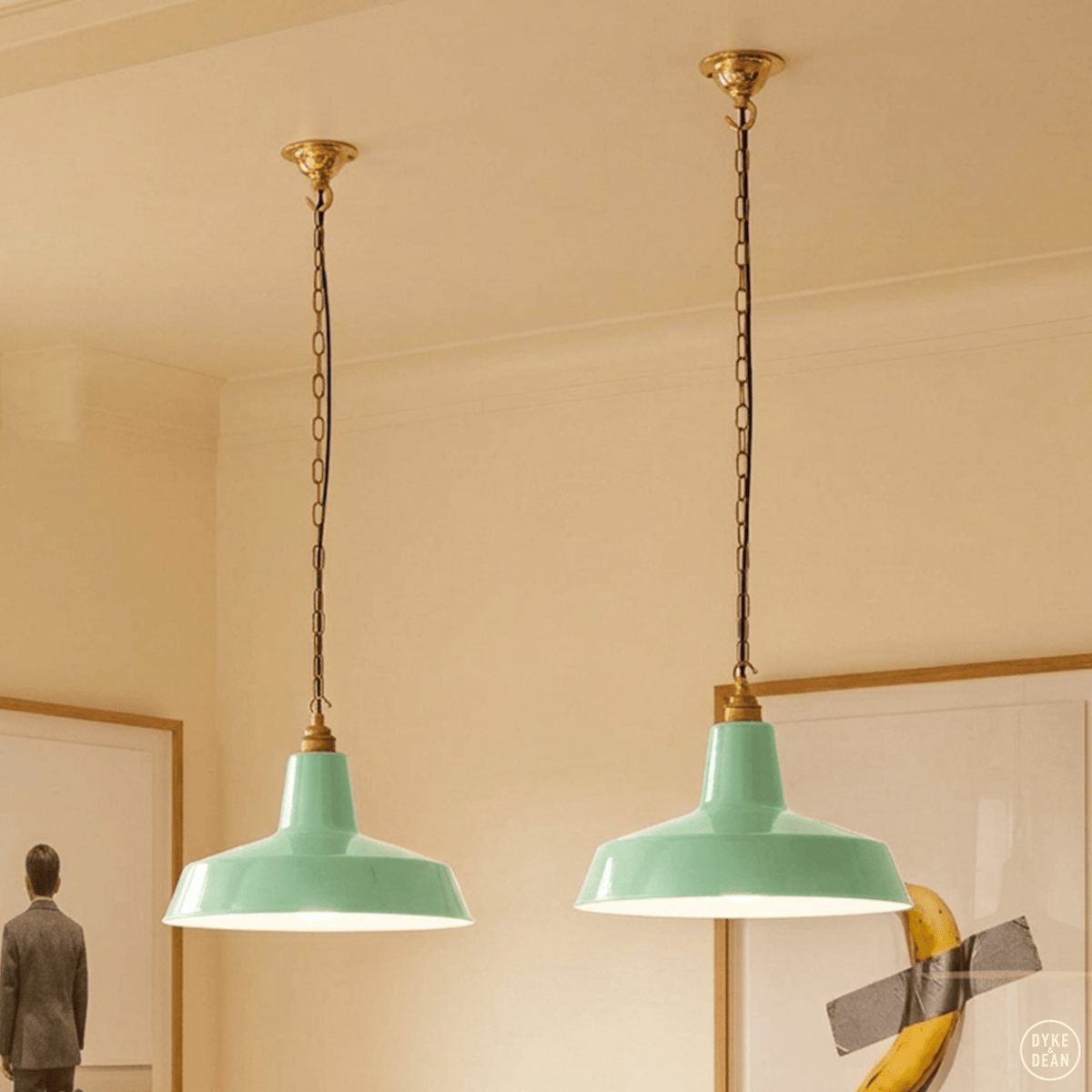 DYKE & DEAN PENDANT LAMPSHADE MINT GREEN WITH HOOK & CHAIN SET - DYKE & DEAN