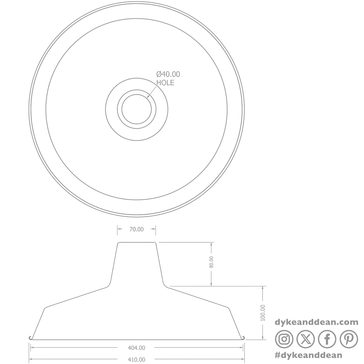 DYKE & DEAN PENDANT LAMPSHADE RAW METAL - DYKE & DEAN
