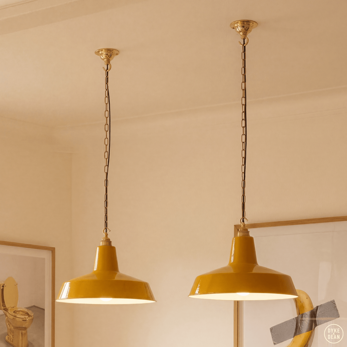 Dyke & Dean pendant lampshade Yellow with hook & chain set - DYKE & DEAN