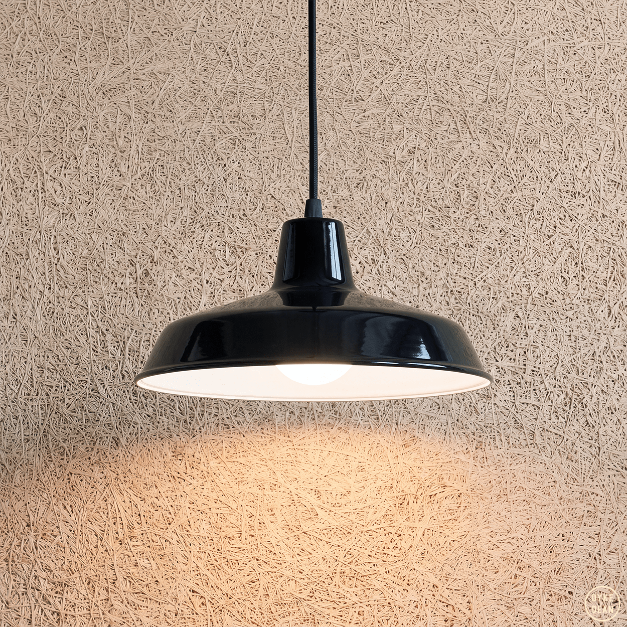 DYKE & DEAN SMALL PENDANT LAMPSHADE BLACK E27 BULB HOLDER - DYKE & DEAN