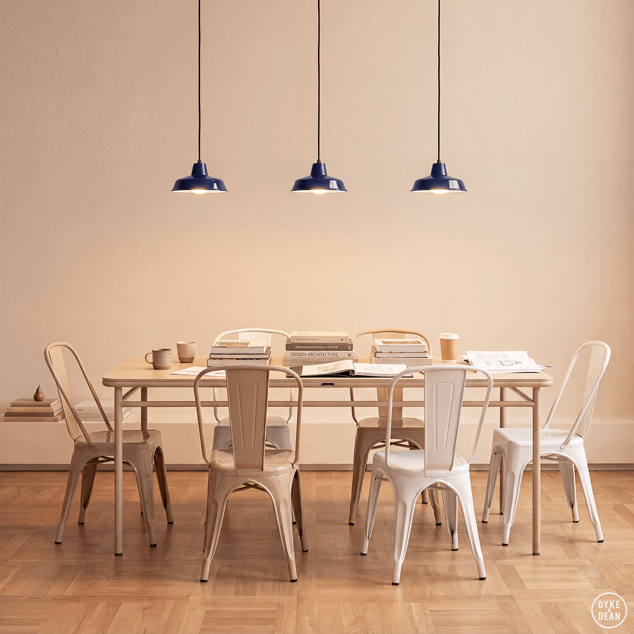 DYKE & DEAN SMALL PENDANT LAMPSHADE BLUE E27 BULB HOLDER - DYKE & DEAN