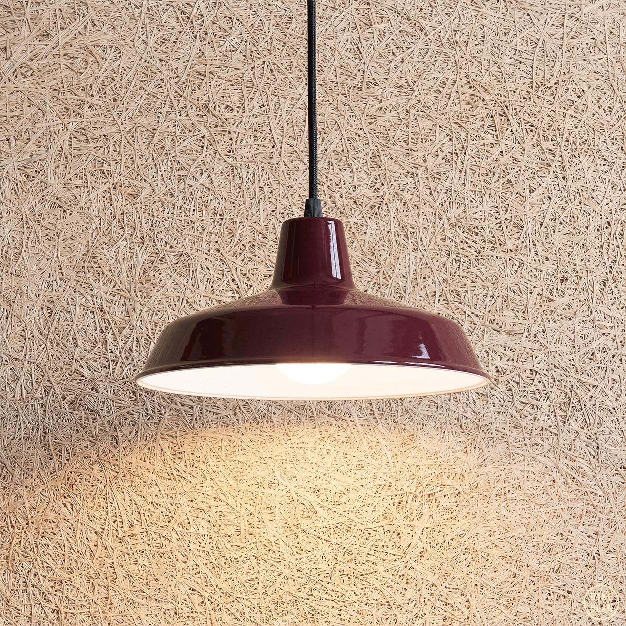 DYKE & DEAN SMALL PENDANT LAMPSHADE BURGUNDY E27 BULB HOLDER - DYKE & DEAN