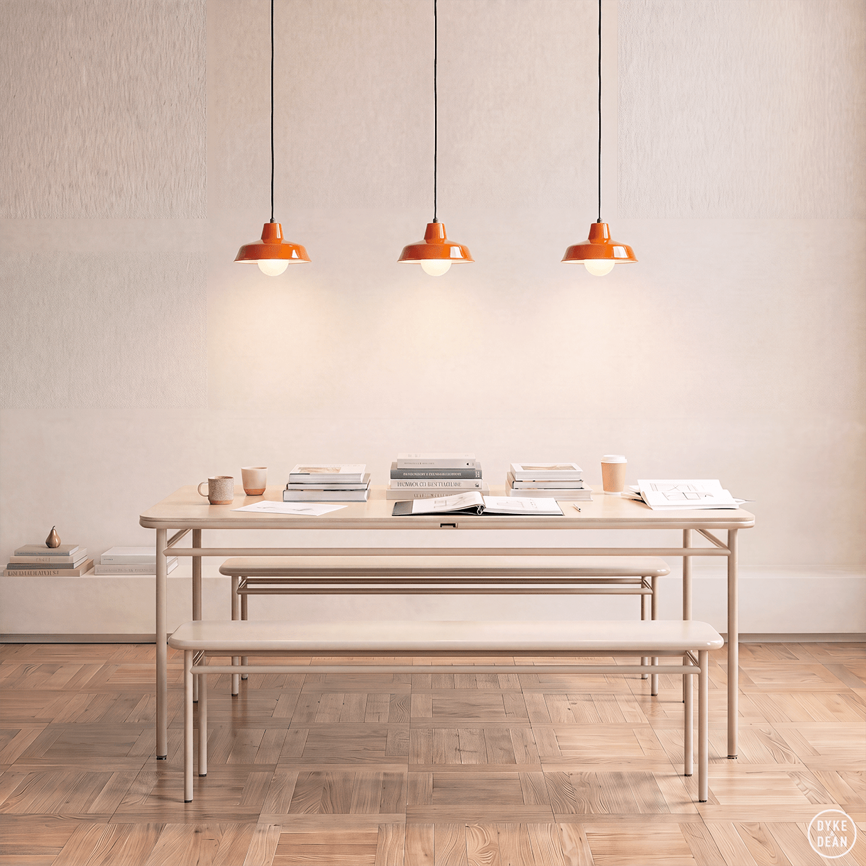 DYKE & DEAN SMALL PENDANT LAMPSHADE ORANGE E27 BULB HOLDER - DYKE & DEAN